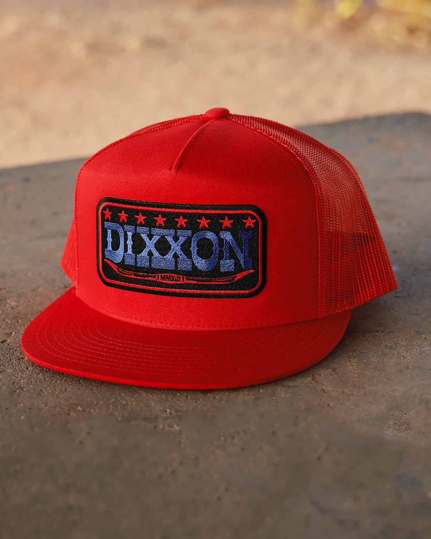 Longhorn Flat Bill Trucker Snapback - Red, Black, & Blue - Dixxon Flannel Co.