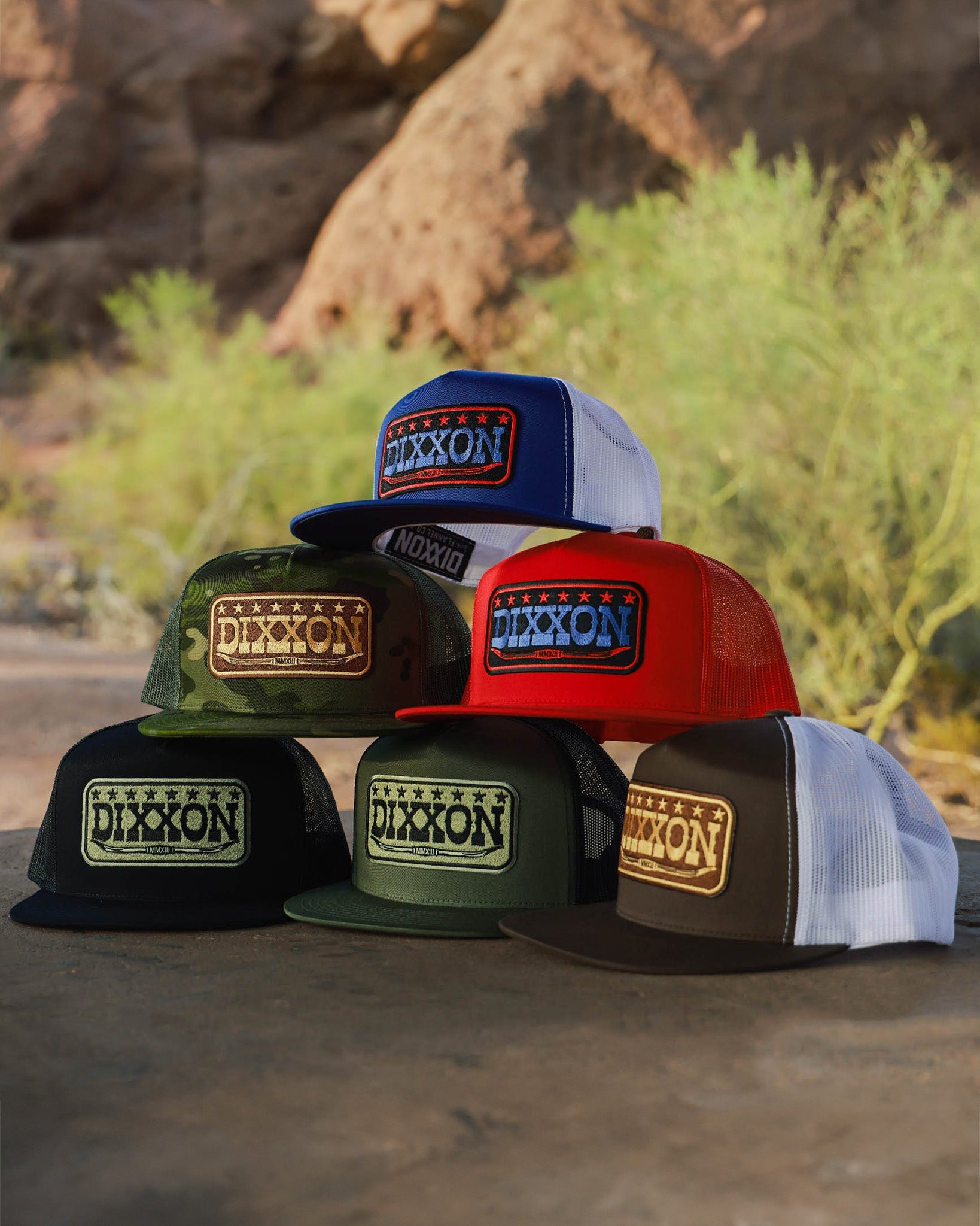 Longhorn Flat Bill Trucker Snapback - Red, Black, & Blue | Dixxon