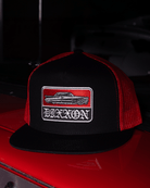 Low & Slow Flat Bill Trucker Snapback - Red & Black - Dixxon Flannel Co.