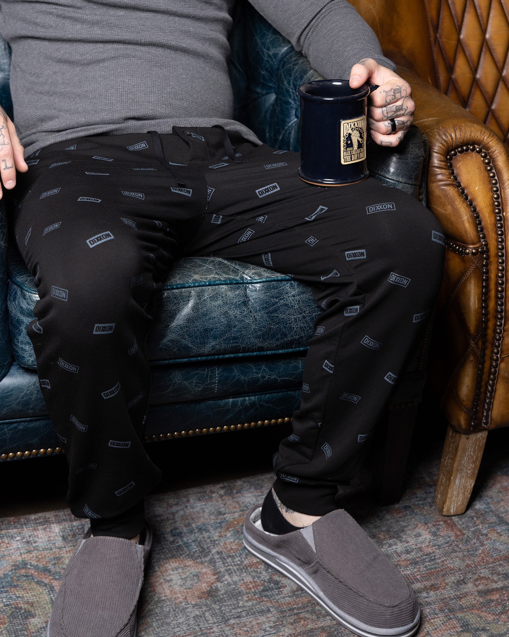 Men's Logo Boxed Pajama Pants - Black & Gray - Dixxon Flannel Co.