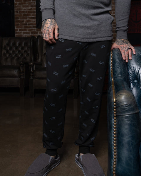Dixxon Men's Logo Pajama Pants: Comfortable Black & Gray Sleepwear Dixxon Men's Logo Pajama Pants: Comfortable Black & Gray Sleepwear