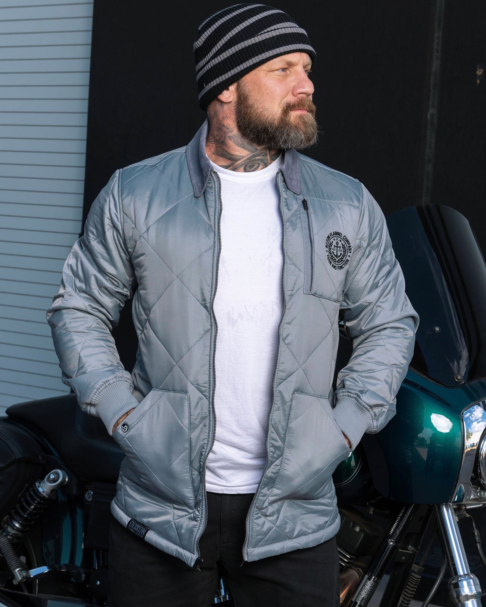 Morning Fog Diamond Stitch Quilted Jacket - Dixxon Flannel Co.