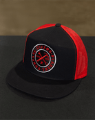Nameplate Flat Bill Trucker Snapback - Red - Dixxon Flannel Co.
