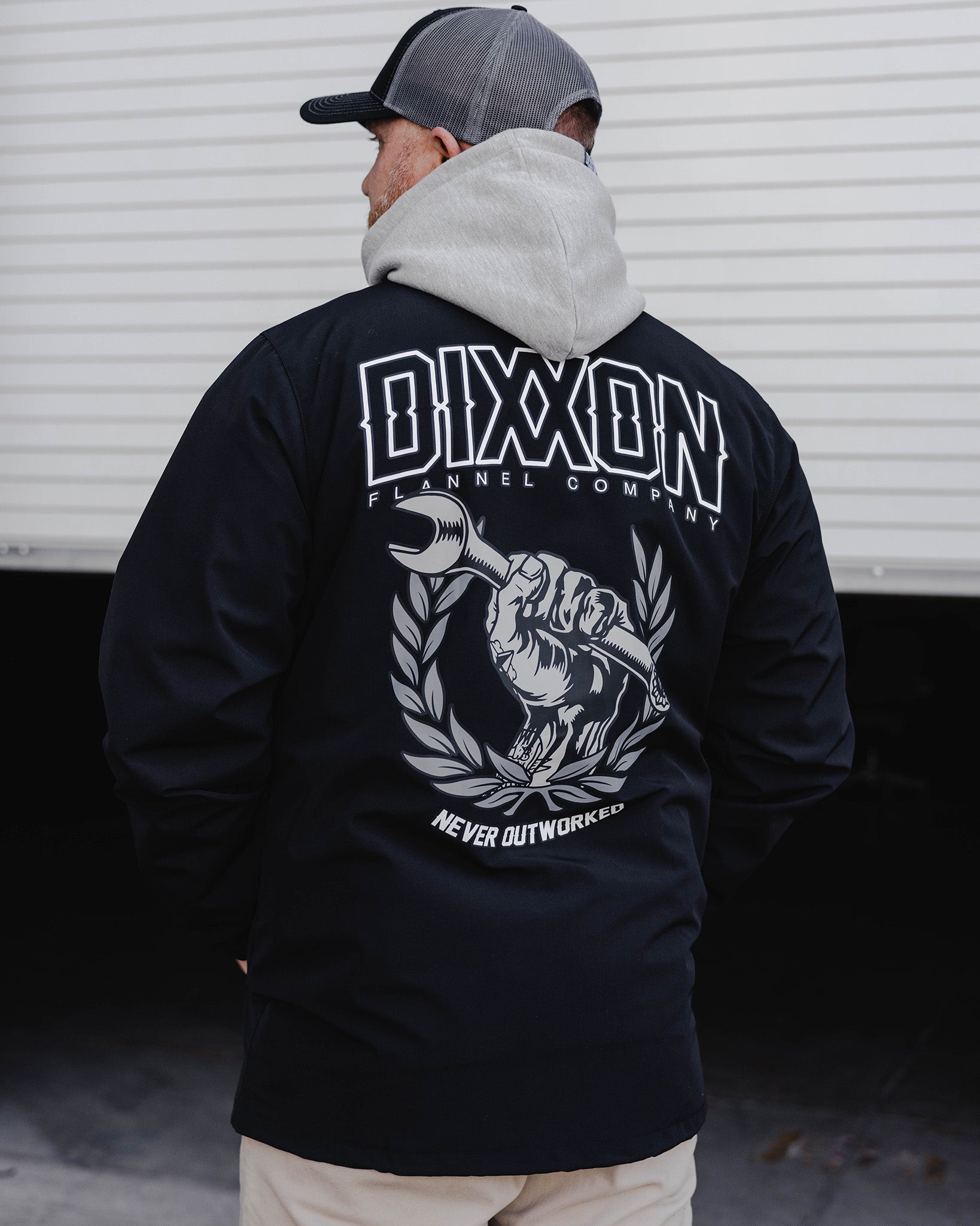 Never Outworked Coaches Jacket - Black - Dixxon Flannel Co.