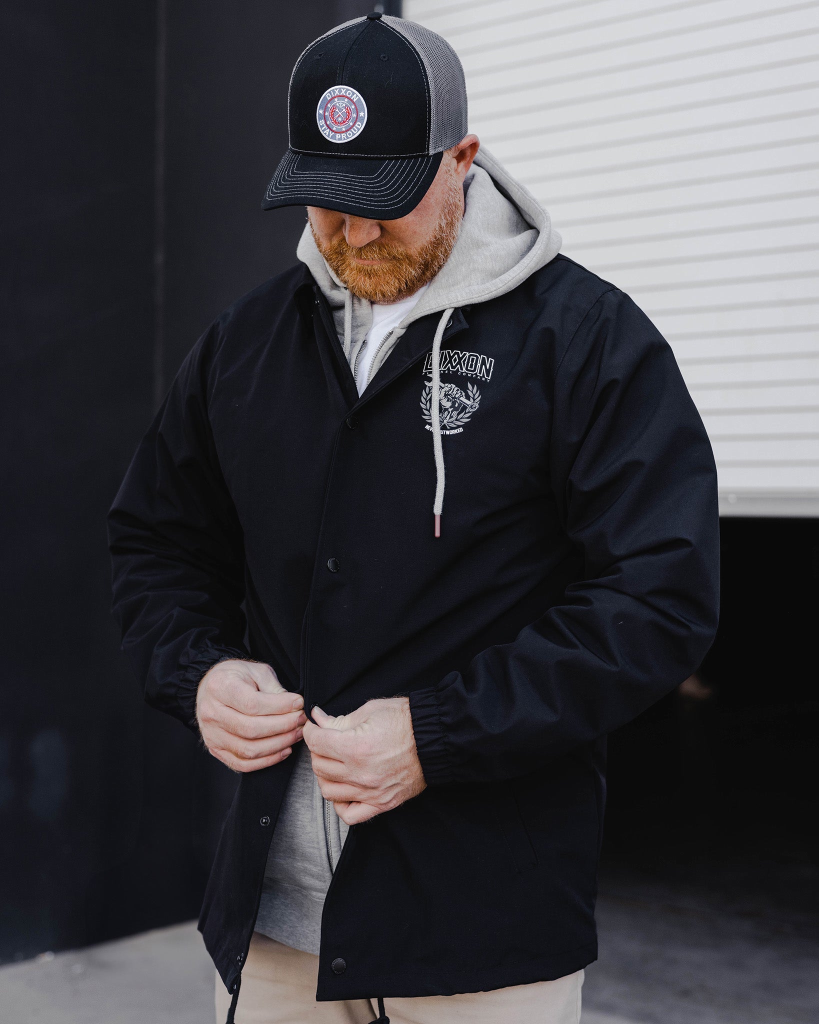 Never Outworked Coaches Jacket - Black - Dixxon Flannel Co.
