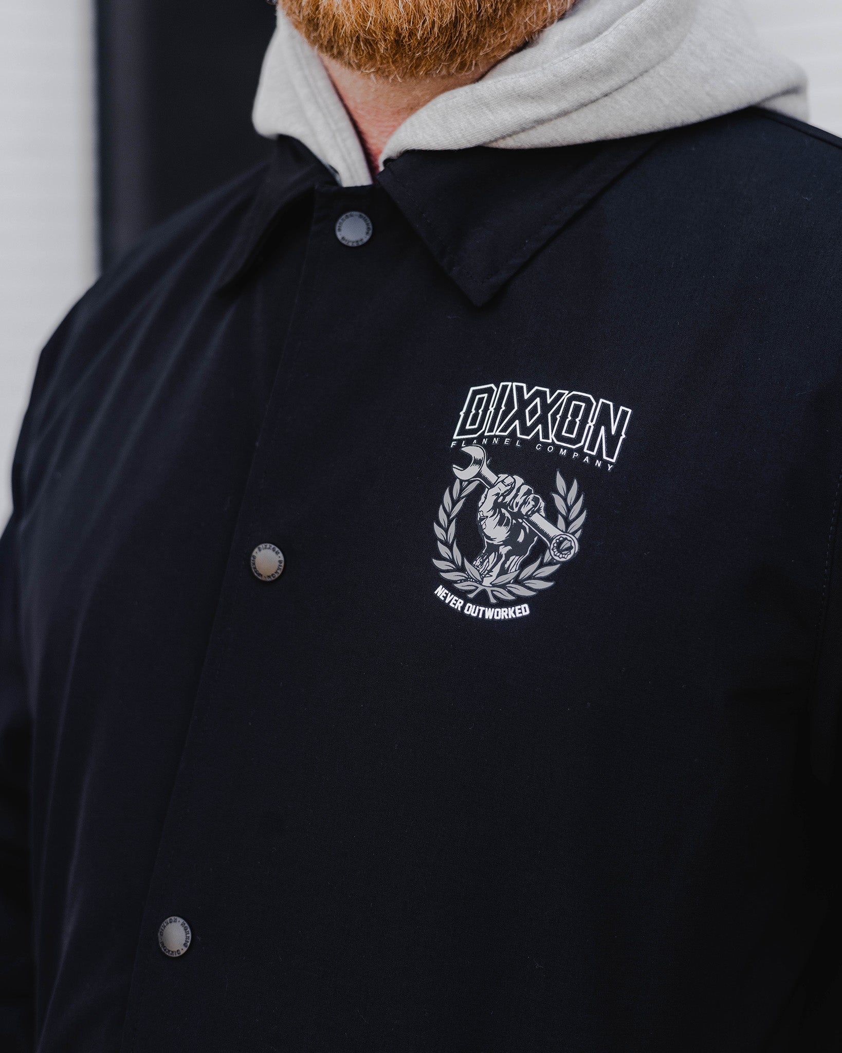 Never Outworked Coaches Jacket - Black | Dixxon Flannel Co.