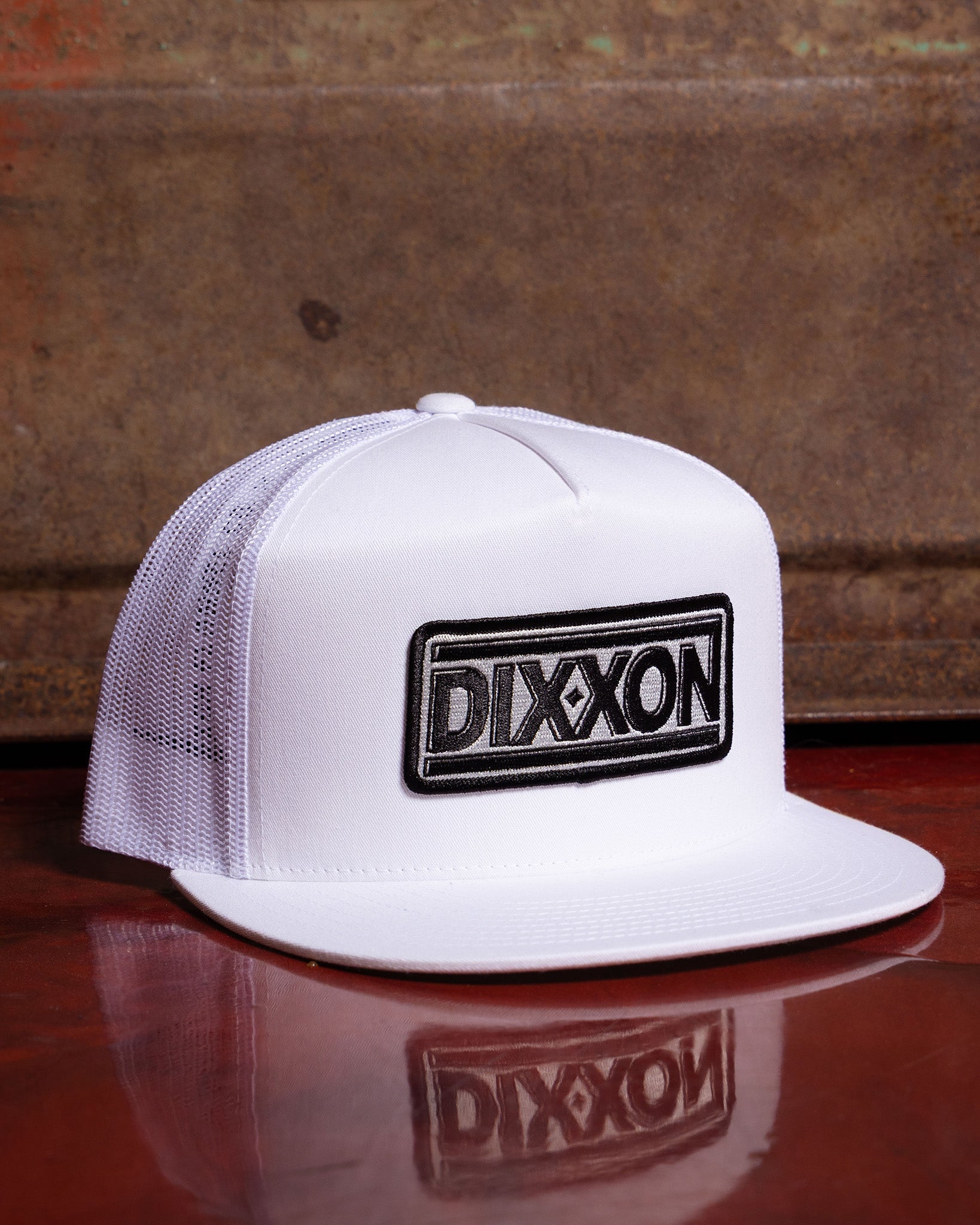 New Wave Flat Bill Trucker Snapback - White & Black - view 3