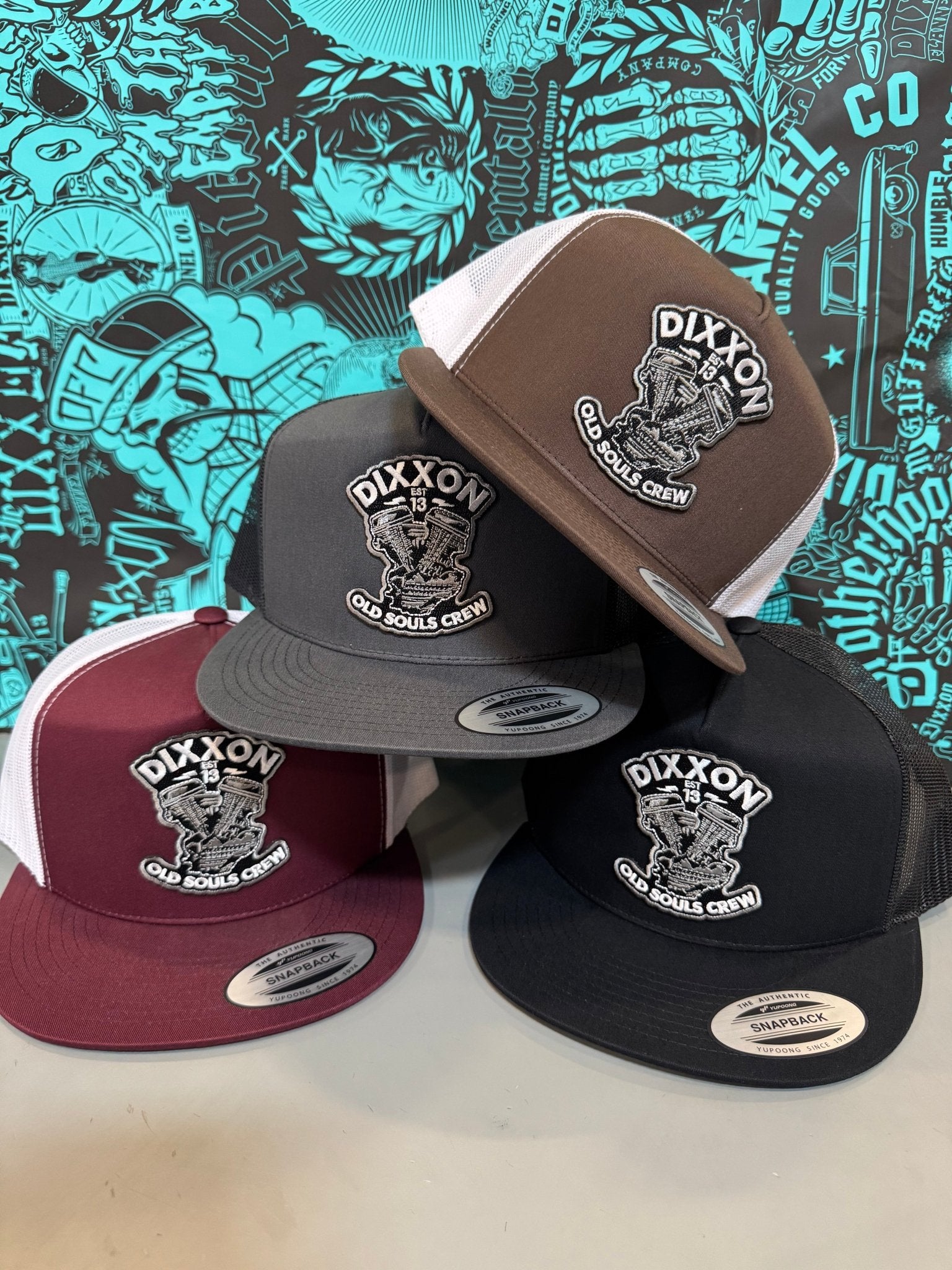 Old Souls Crew Flat Bill Trucker Snapback - Black & White - Dixxon Flannel Co.