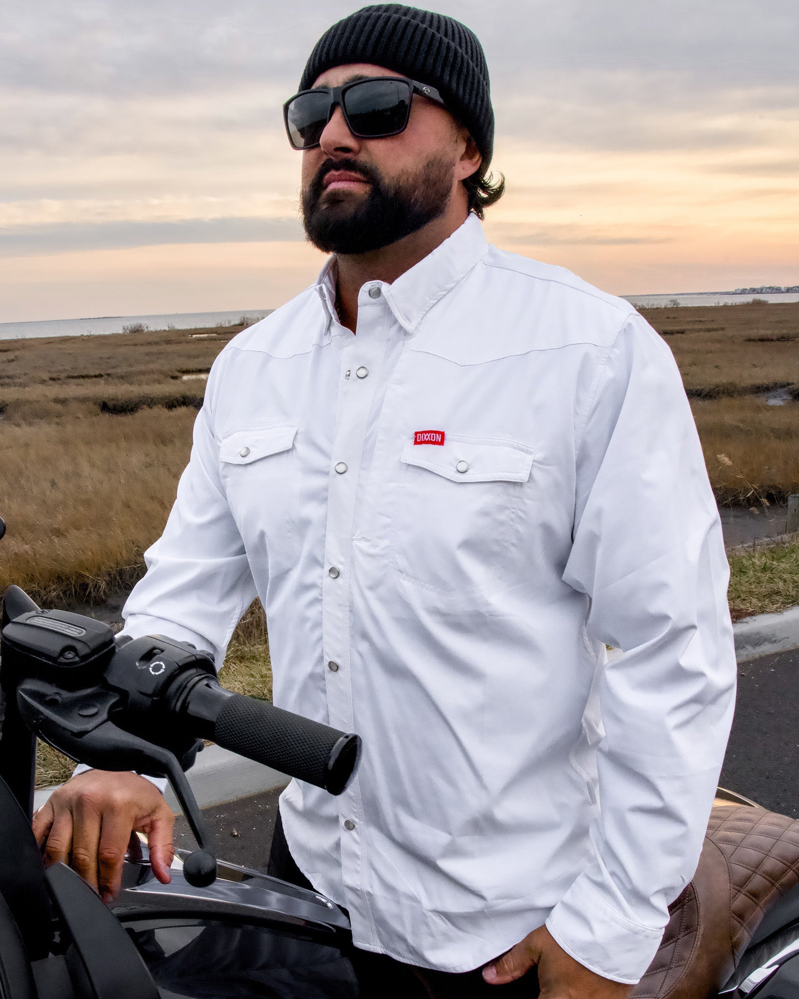 mens long sleeve white dress shirt Outdoorsman Performance Long Sleeve - White