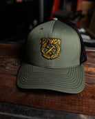 Party Crest Curved Bill Trucker Snapback - O.D. Green - Dixxon Flannel Co.