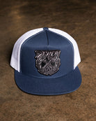 Party Crest Flat Bill Trucker Snapback - Black & Gray - Dixxon Flannel Co.