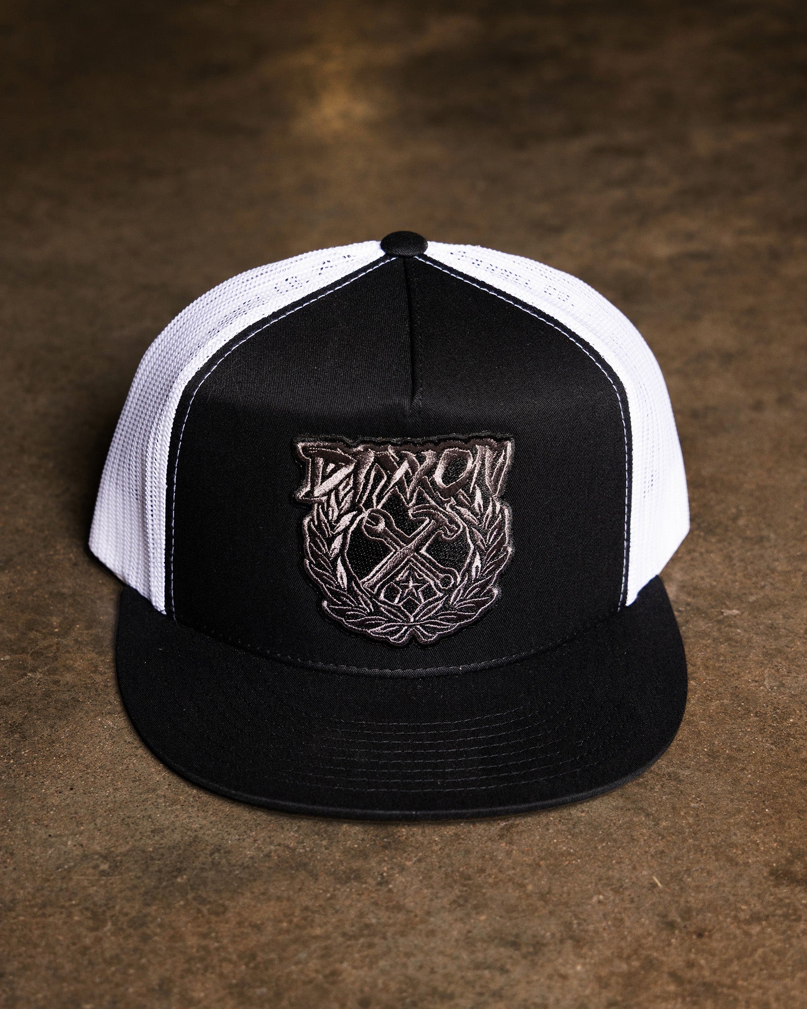 Party Crest Flat Bill Trucker Snapback - Black & Gray - Dixxon Flannel Co.