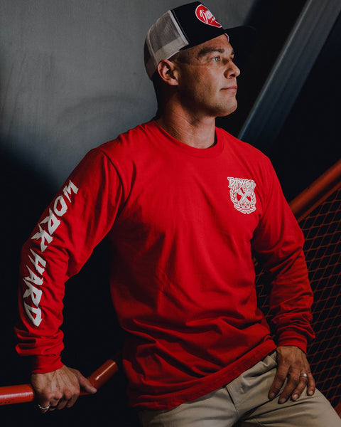 Party Crest Long Sleeve T-Shirt - Red | Dixxon Flannel Co.
