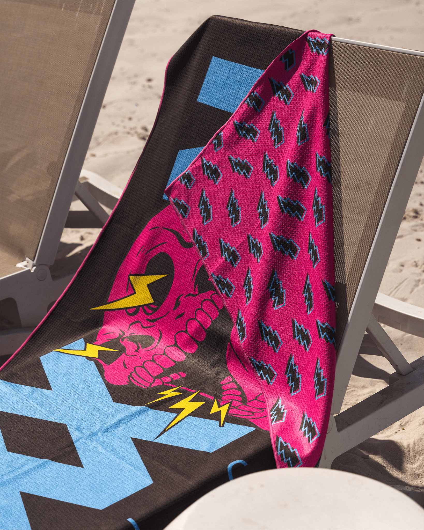 Pink Bolt Quick Dry Beach Towel - Dixxon Flannel Co. view 2