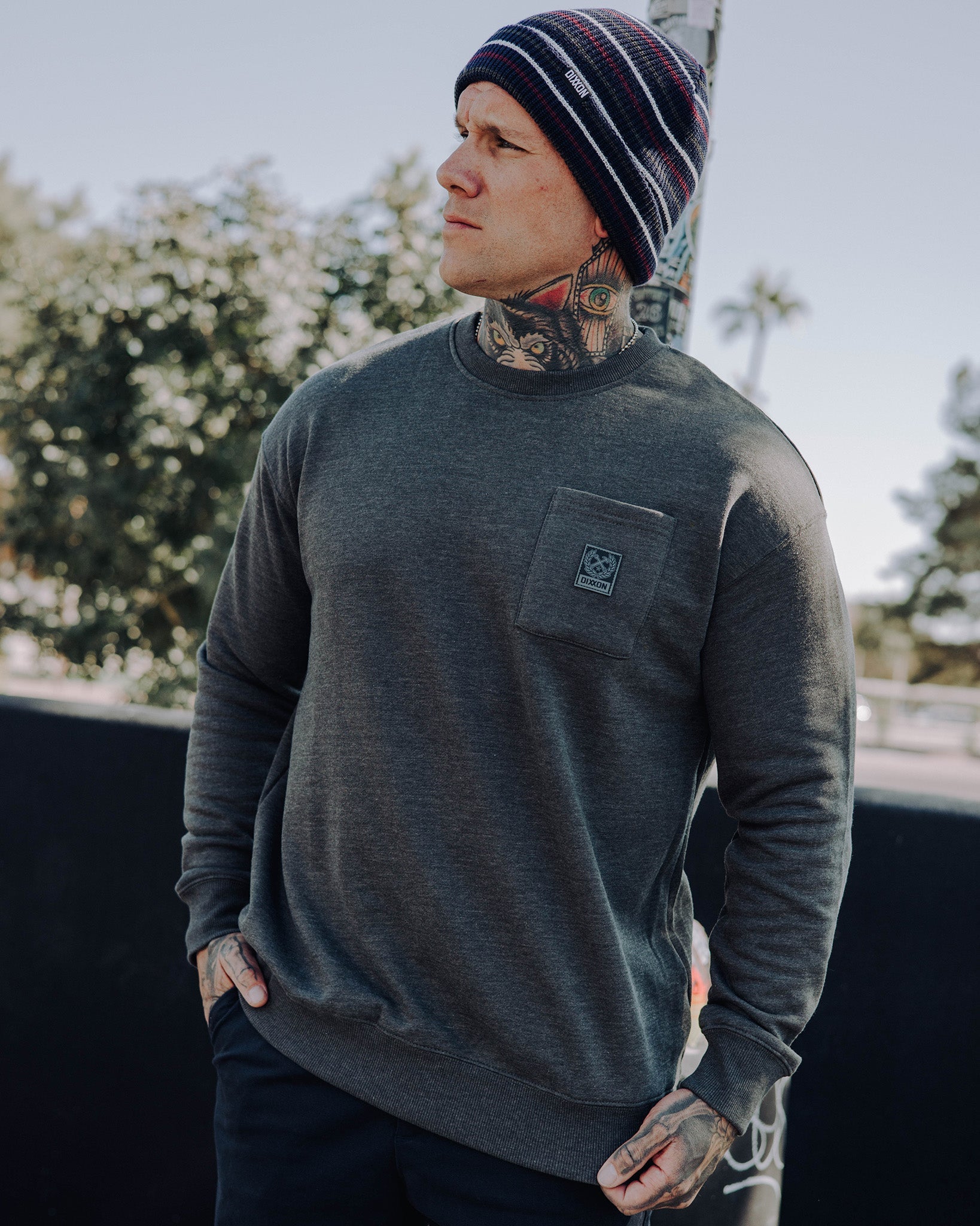 Pocket Crewneck - Heathered Charcoal - Dixxon Flannel Co.