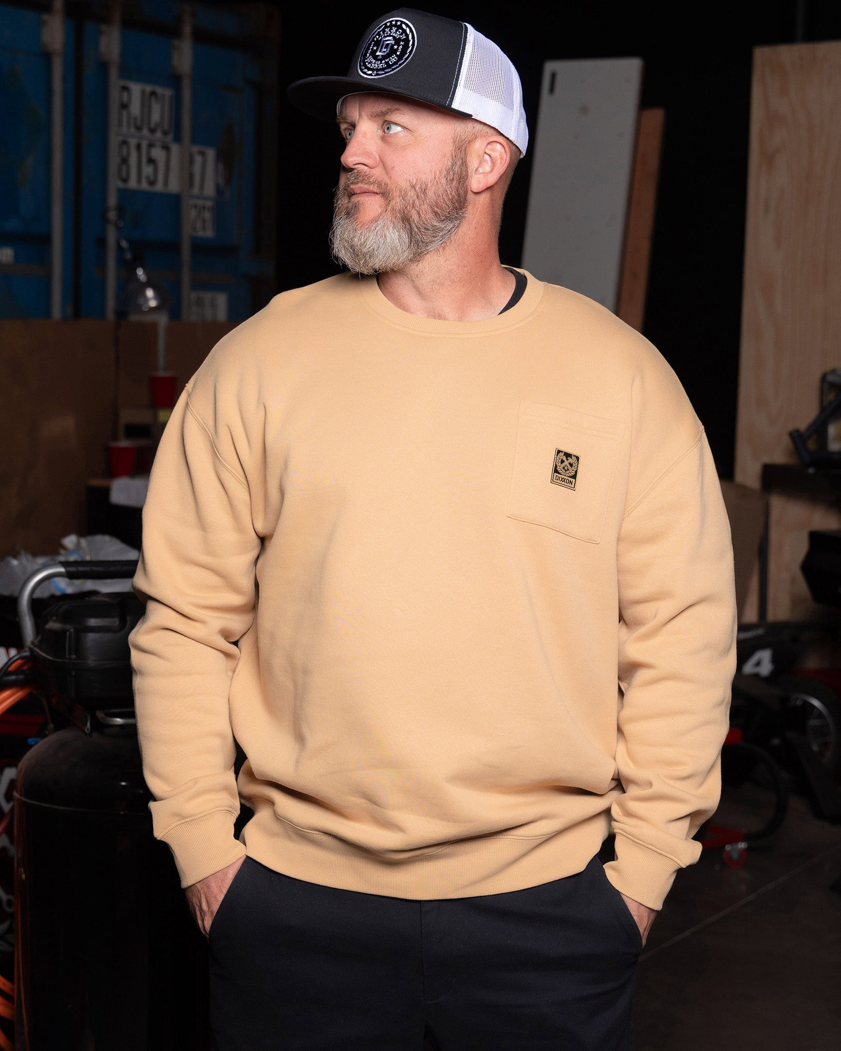 Dixxon Pocket Crewneck - Khaki: Shop Stylish Apparel for Men & Women