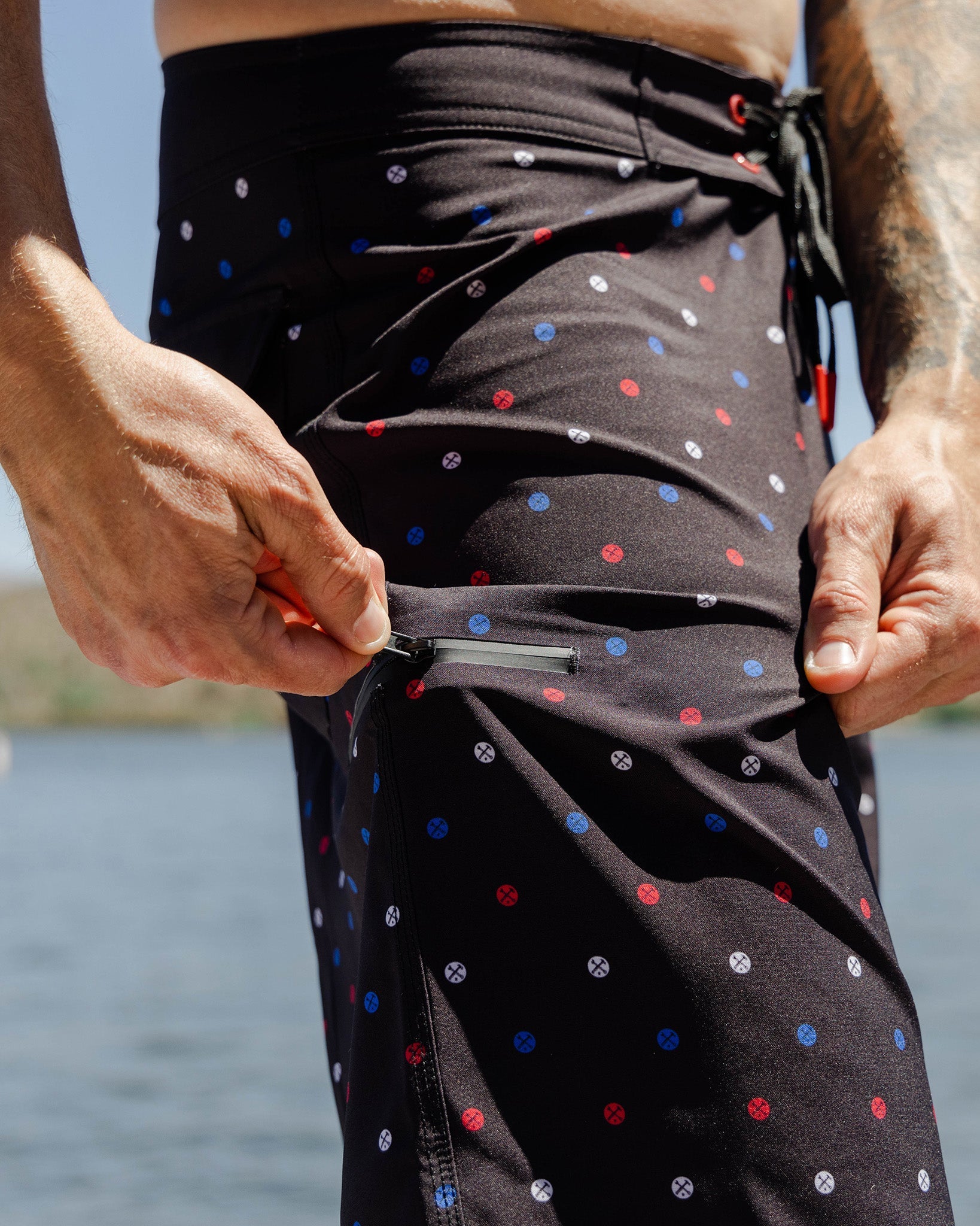 Polkacide Boardshorts - Red, White, & Blue - Dixxon Flannel Co.