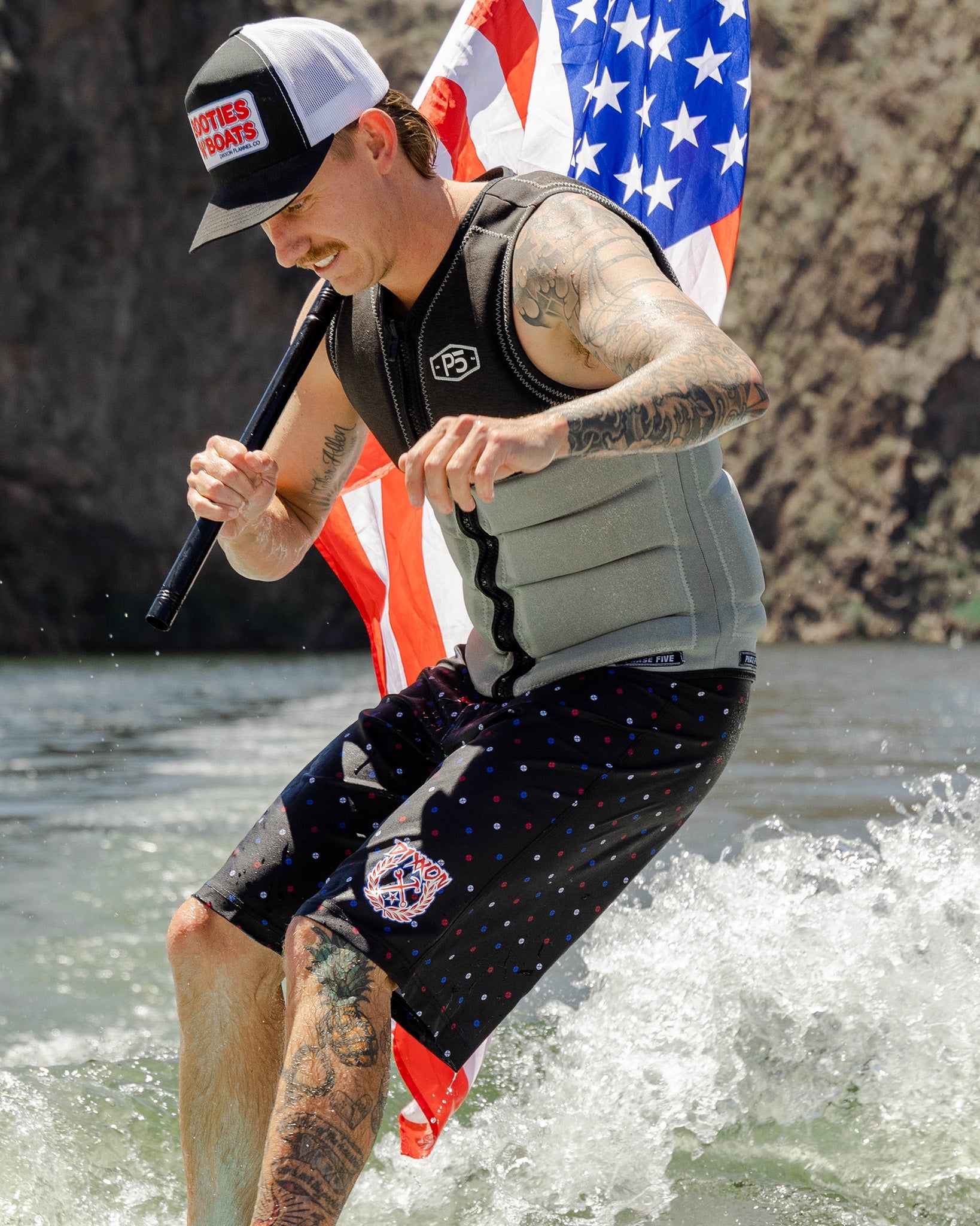 Polkacide Boardshorts - Red, White, & Blue - Dixxon Flannel Co.