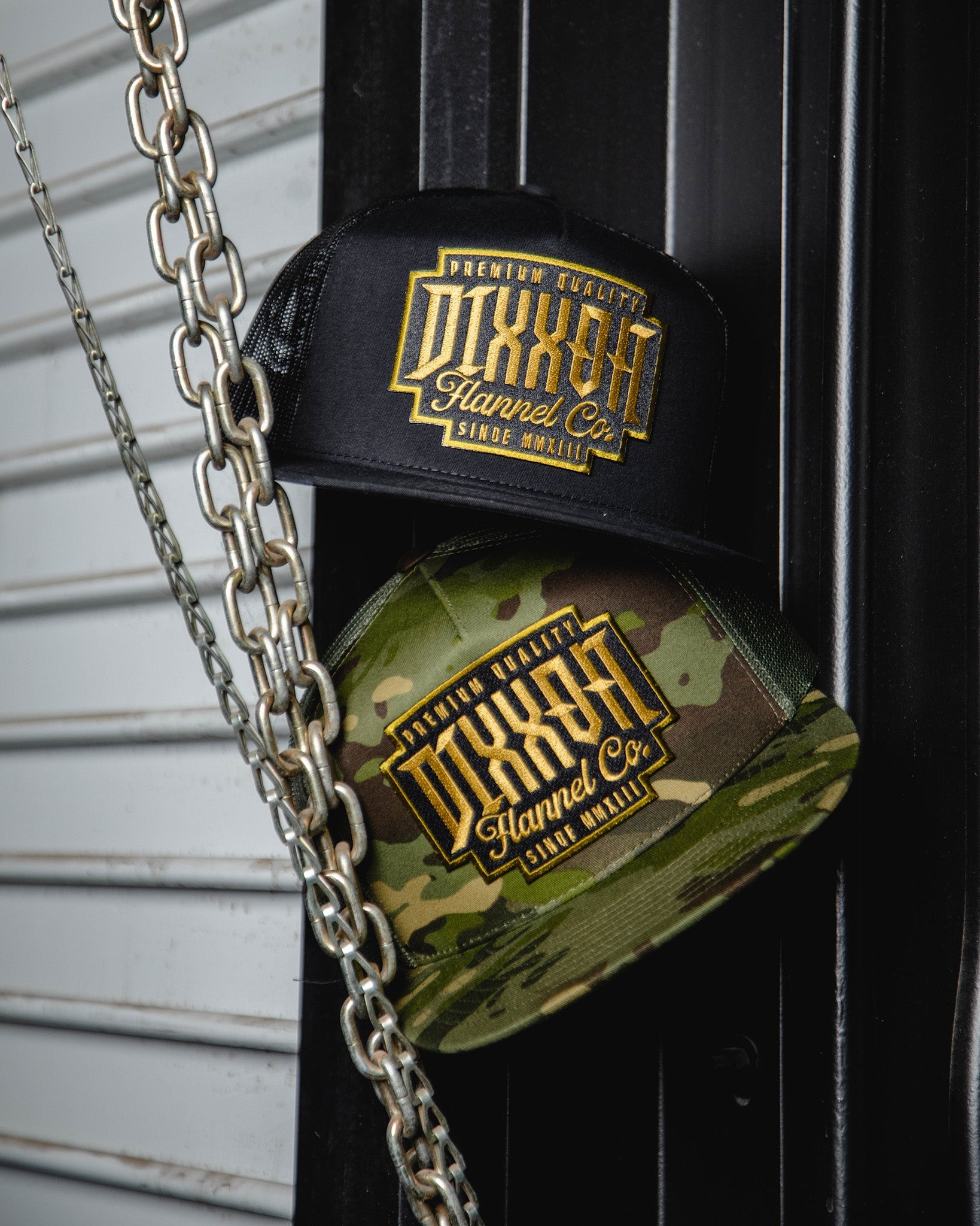 Premo Flat Bill Trucker Snapback - Black & Gold - Dixxon Flannel Co.