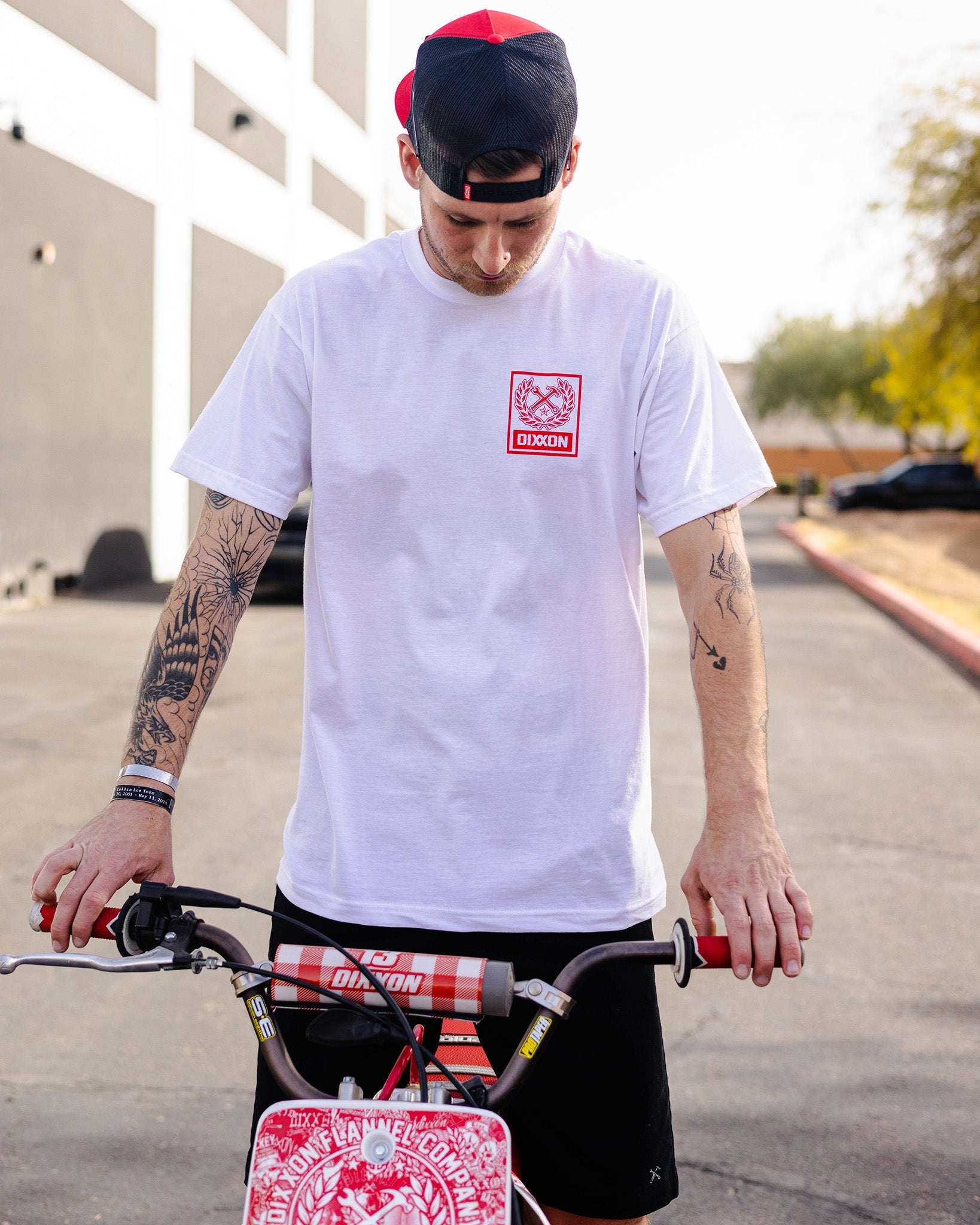 Red Box Crest T-Shirt - White - Dixxon Flannel Co.