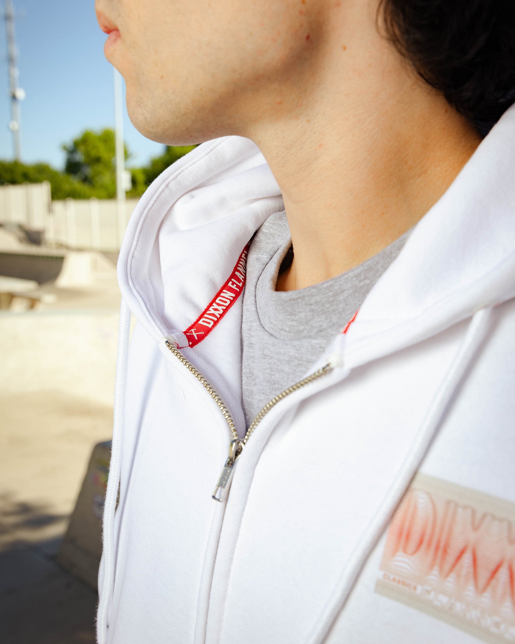 Red Epicenter Zip Up Hoodie - White | Dixxon Flannel Co.