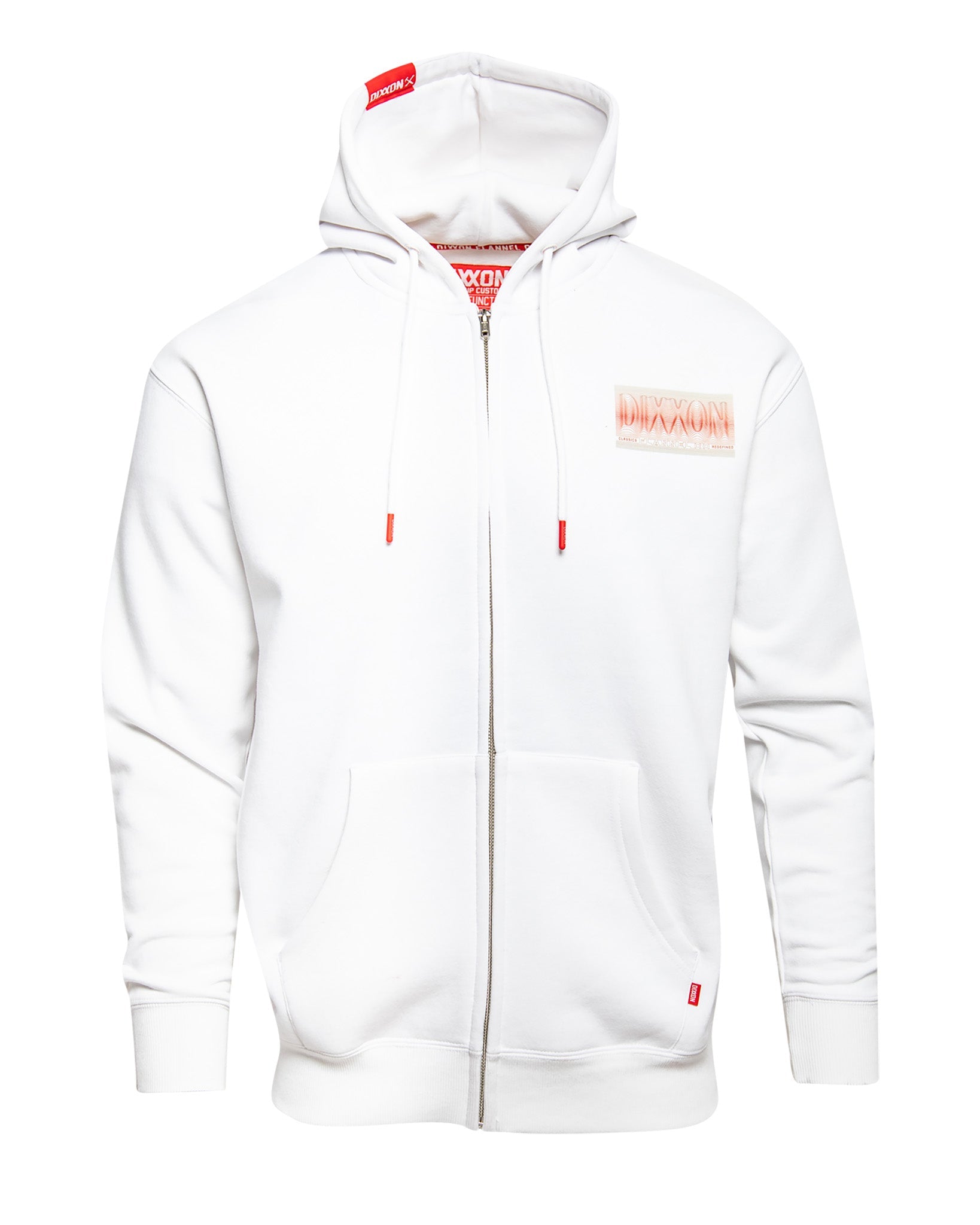 Red Epicenter Zip Up Hoodie - White | Dixxon Flannel Co.