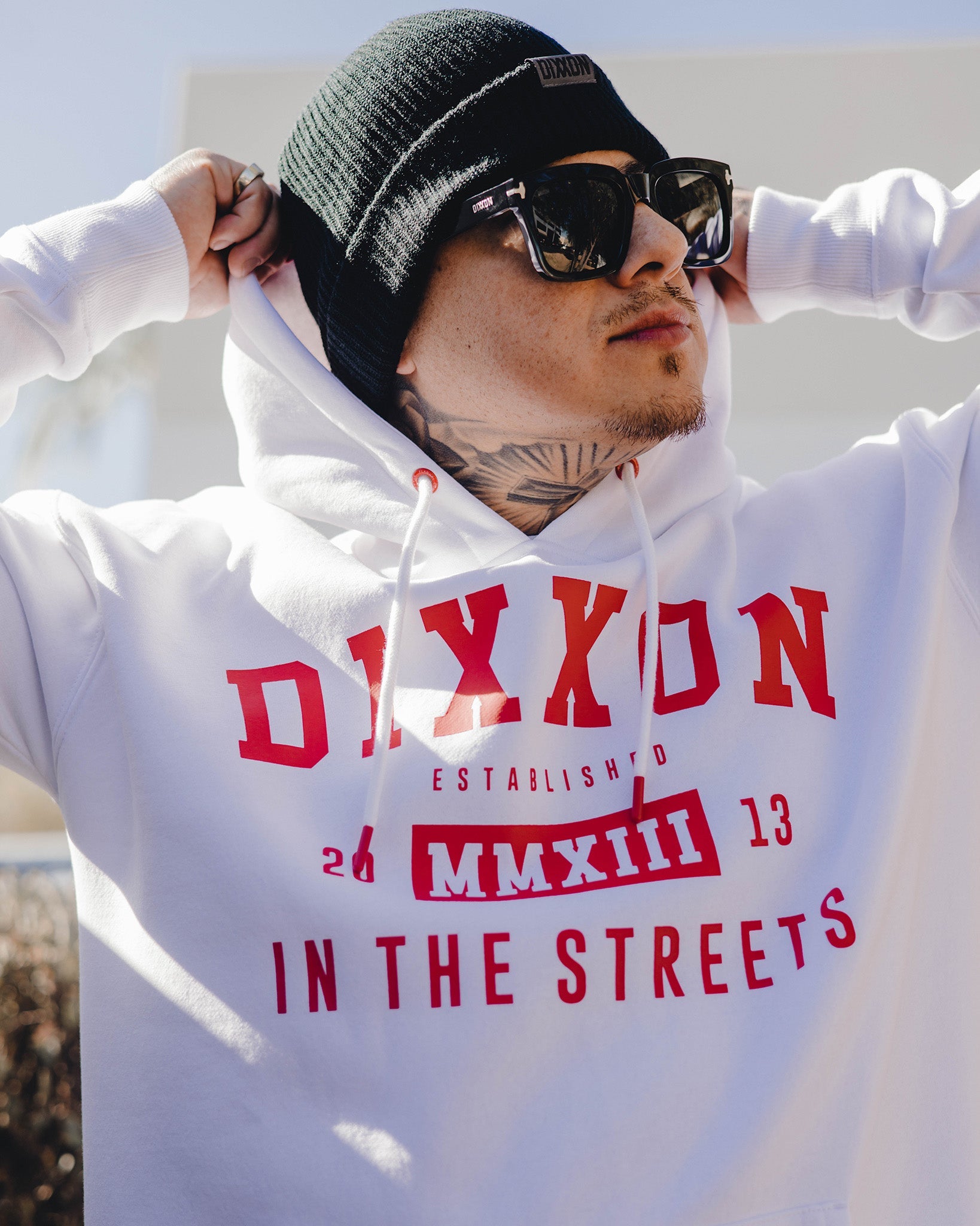 Red In The Streets Pullover Hoodie - White - Dixxon Flannel Co.