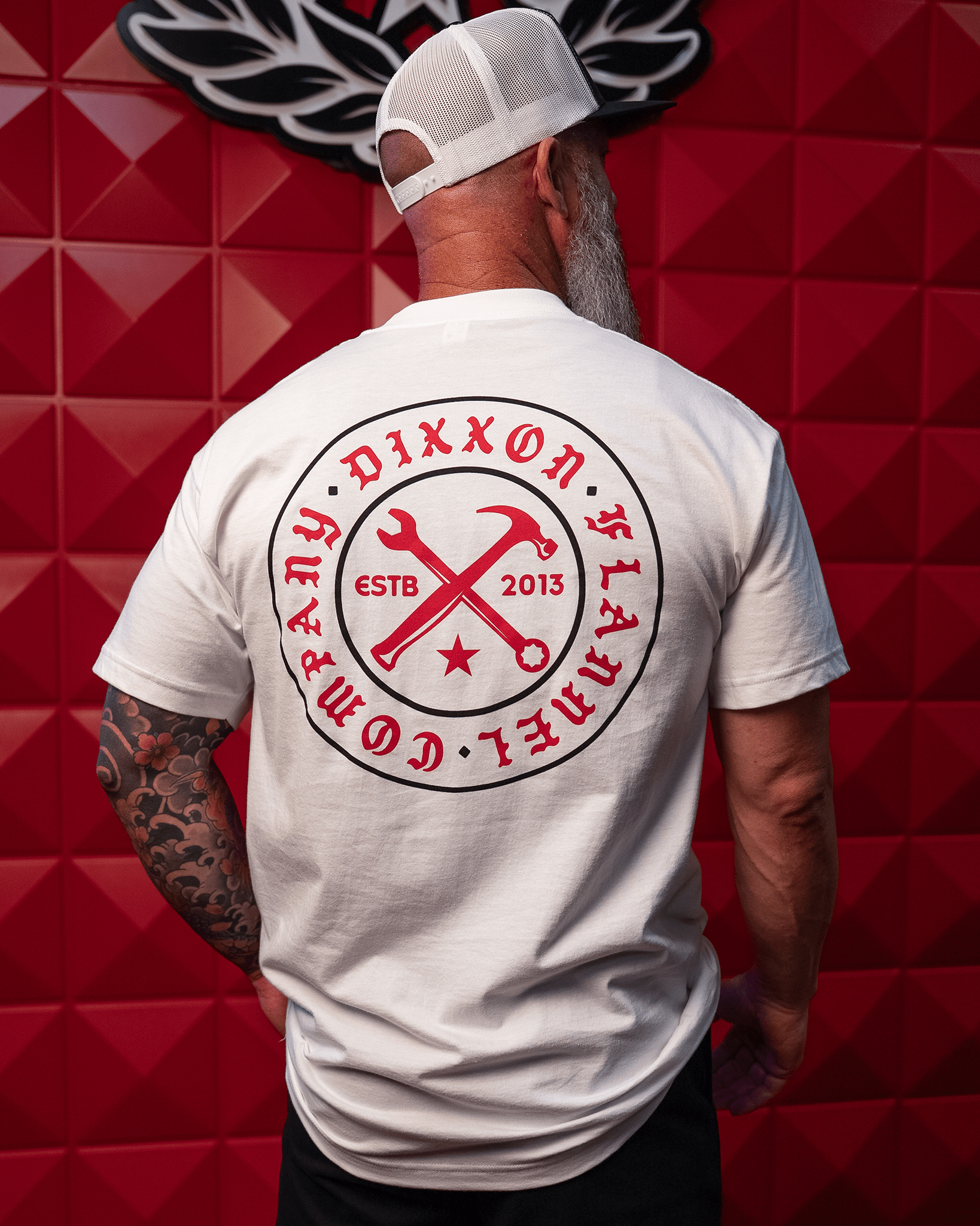 Red Nameplate T-Shirt - White - Dixxon Flannel Co.