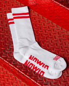 Red & White Stripe Premium Crew Socks - Dixxon Flannel Co.