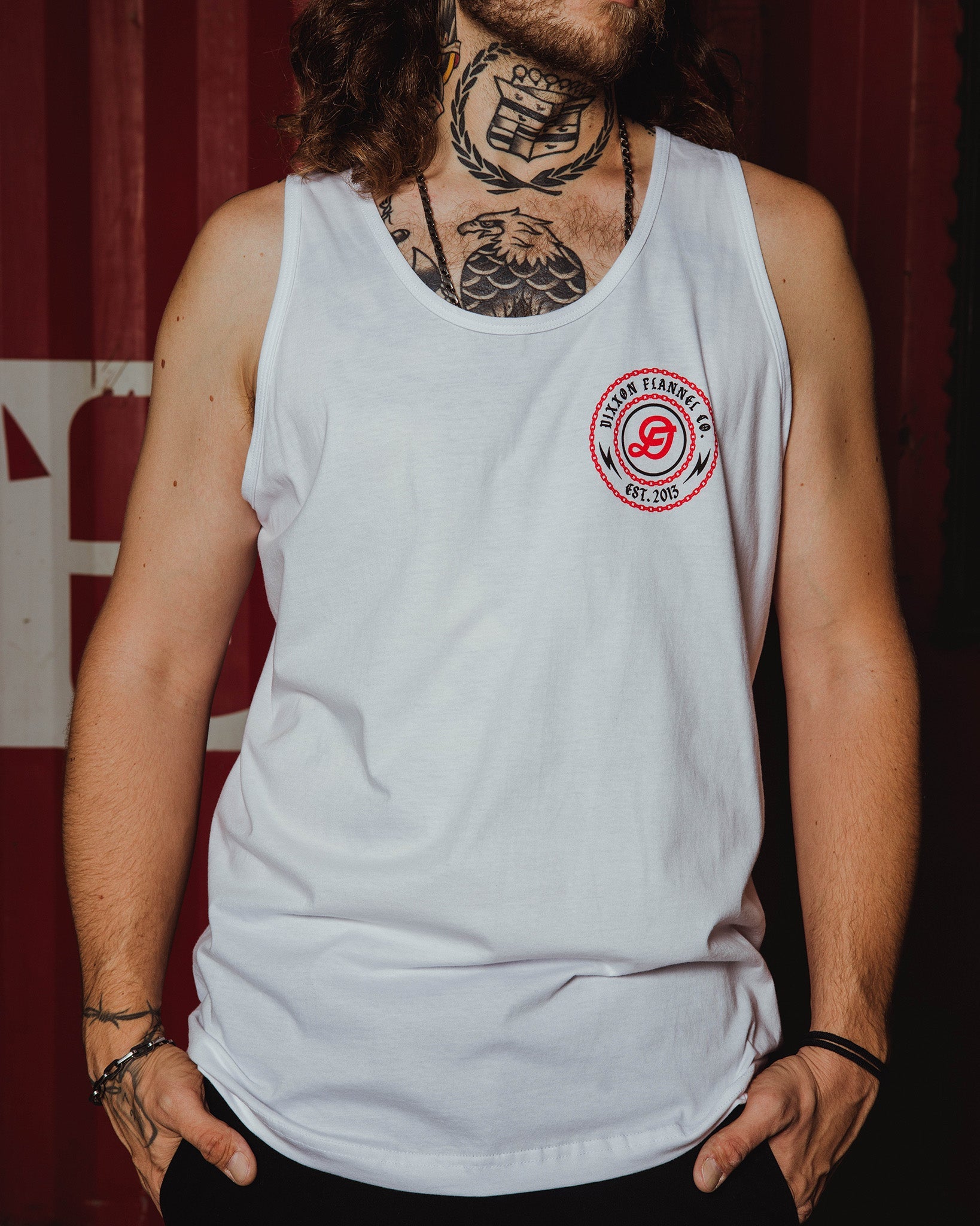 Red & Black Linked Tank - White | Dixxon Flannel Co.
