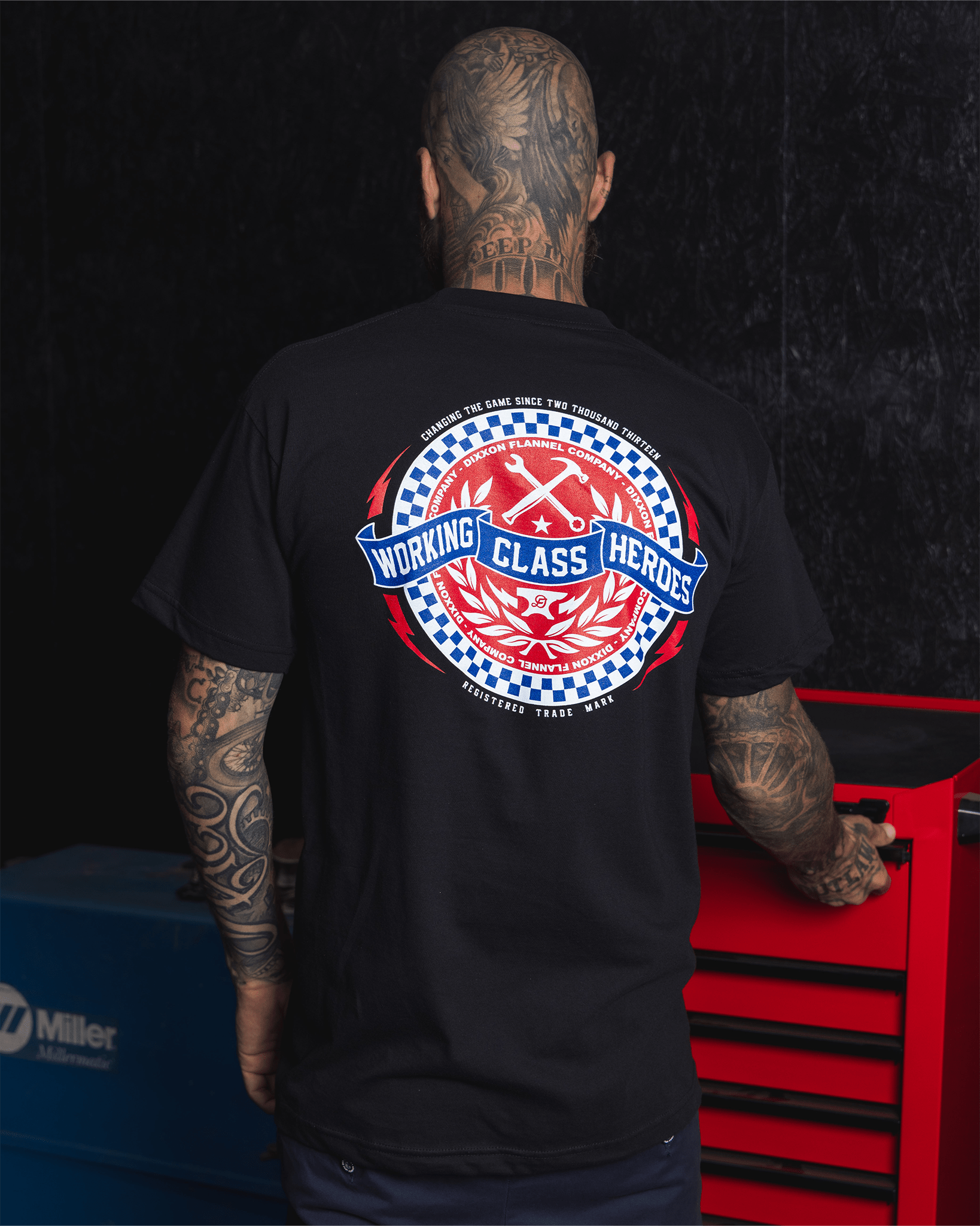 Red,White & Blue Backbone T-Shirt - Black - Dixxon Flannel Co.