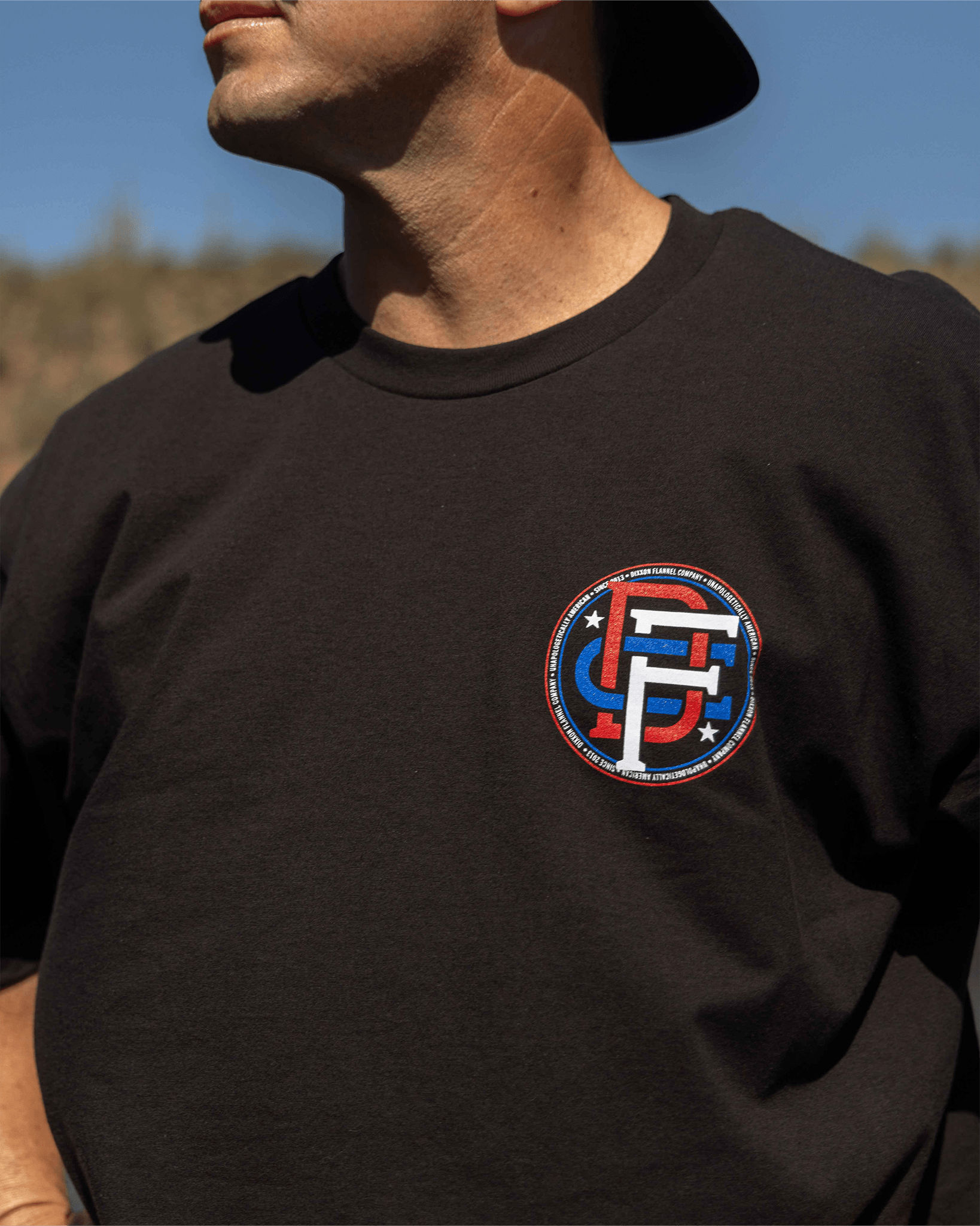 Red,White & Blue Emblem T-Shirt - Black - Dixxon Flannel Co.
