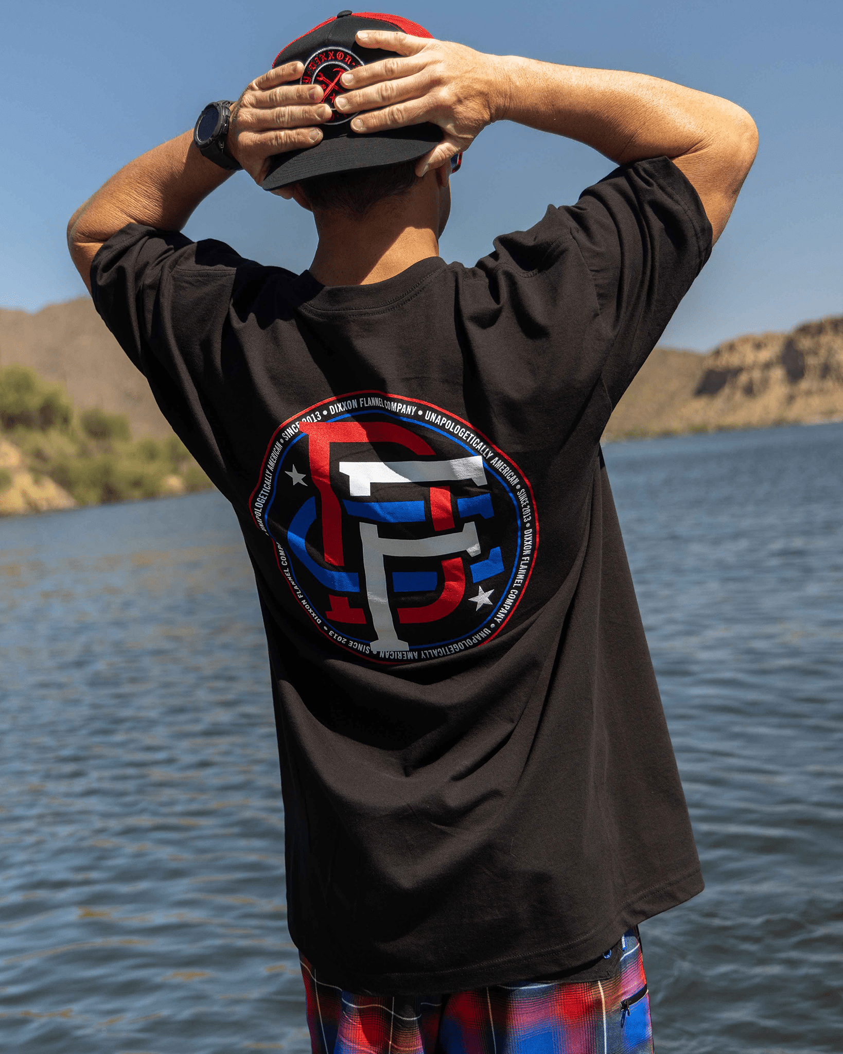 Red,White & Blue Emblem T-Shirt - Black - Dixxon Flannel Co.