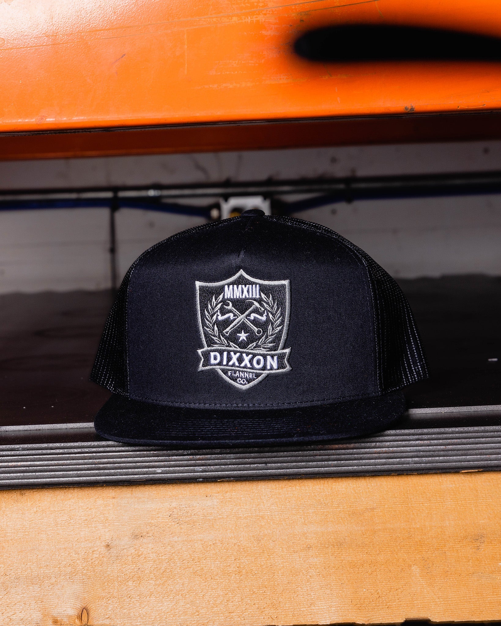 Shield Flat Bill Trucker Snapback - Dixxon Flannel Co.