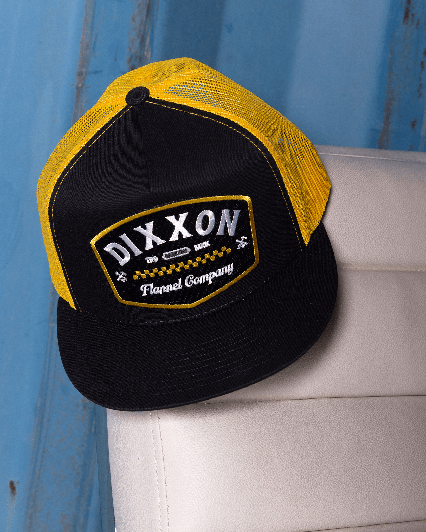 Station Flat Bill Trucker Snapback - Black & Yellow - Dixxon Flannel Co. view 3
