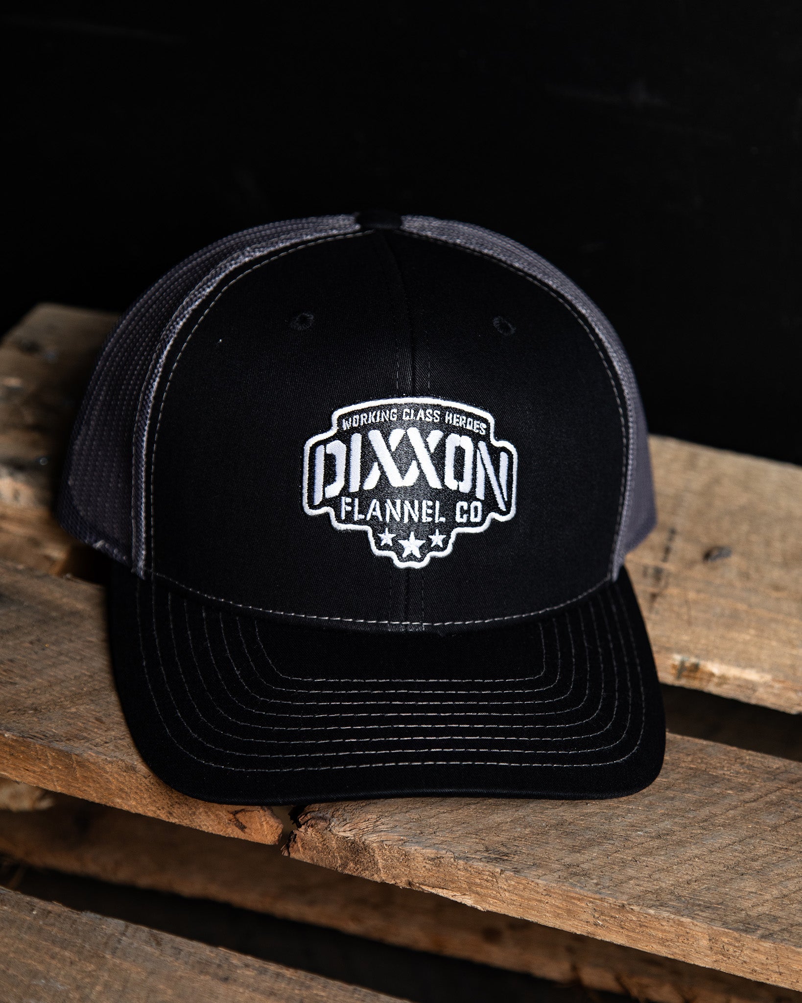 Stencil Logo Curved Bill Trucker Snapback - Dixxon Flannel Co.