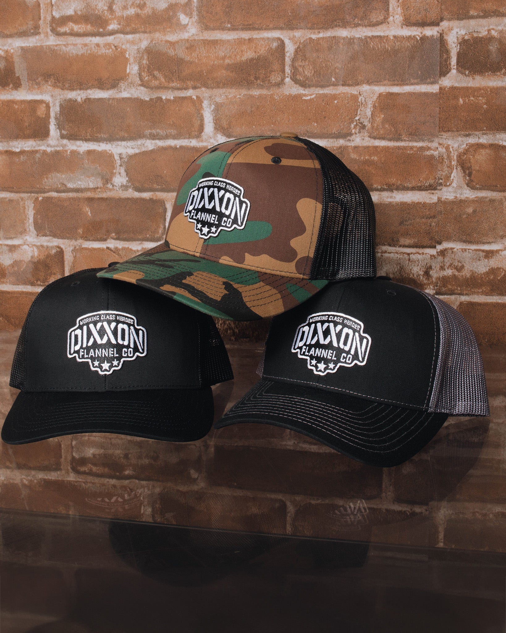 Stencil Logo Curved Bill Trucker Snapback - Dixxon Flannel Co.