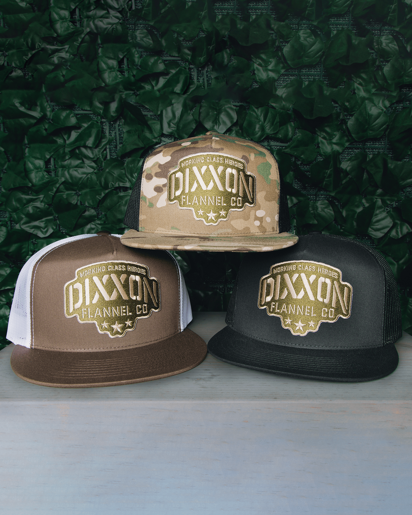 Stencil Logo Flat Bill Trucker Snapback - O.D. Green - Dixxon Flannel Co.
