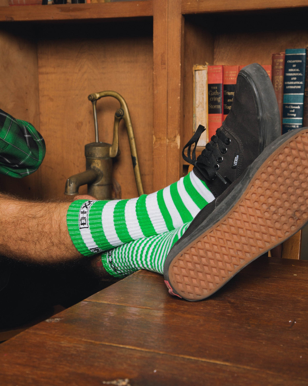 Striper Premium Crew Socks - Green & White - view 3