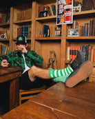 Striper Premium Crew Socks - Green & White - Dixxon Flannel Co.