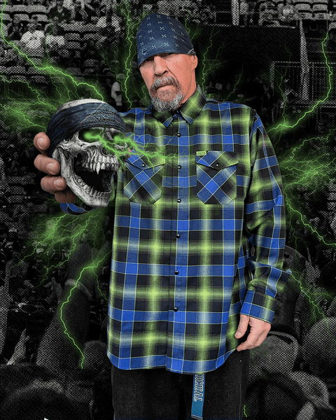 テンダーロイン　FLANNEL CHECK SHT BLUE XL Suicidal Tendencies Adrenaline Addict Flannel | Dixxon Flannel Co.
