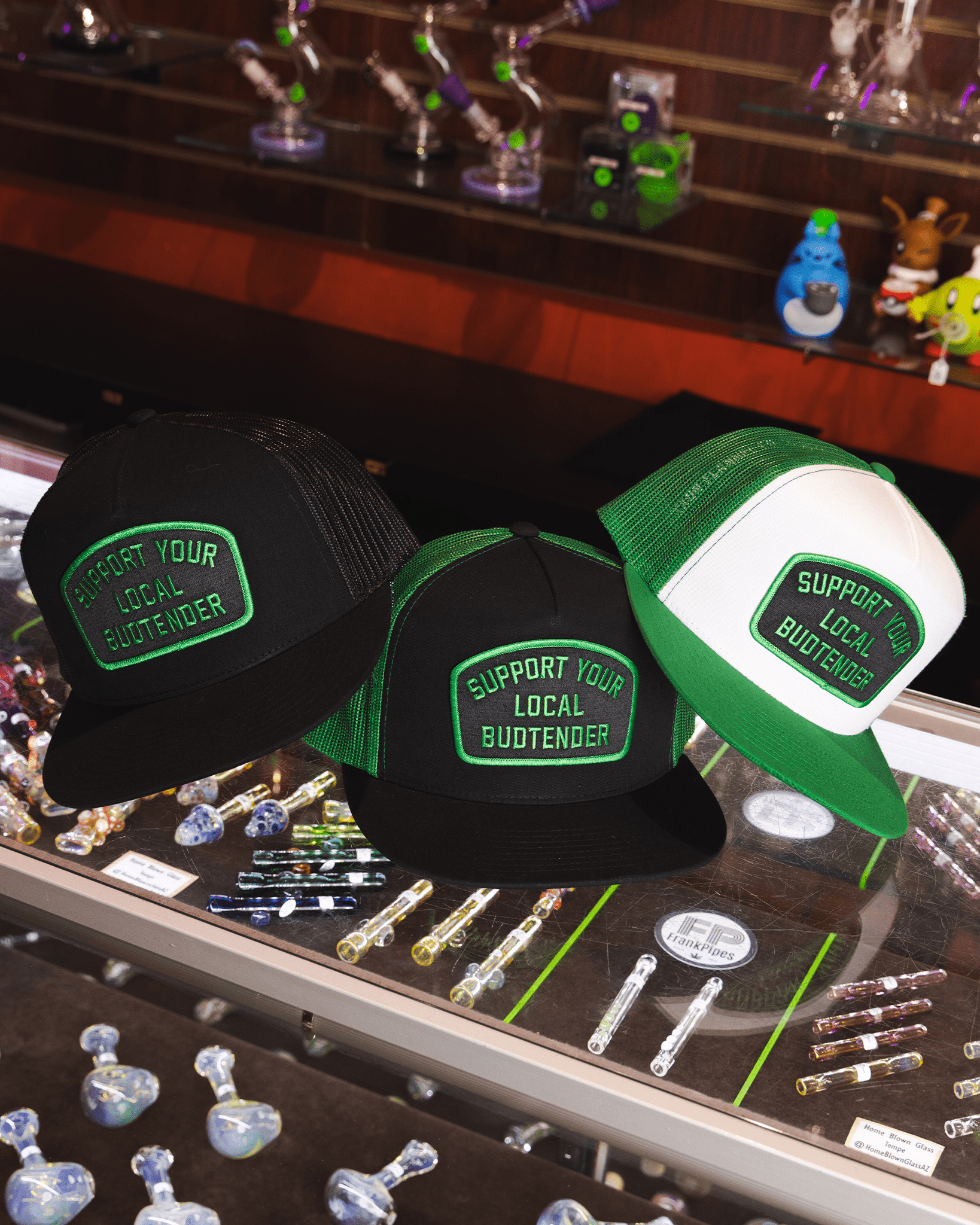 Support Your Local Budtender Flat Bill Trucker Snapback - Green - Dixxon Flannel Co.