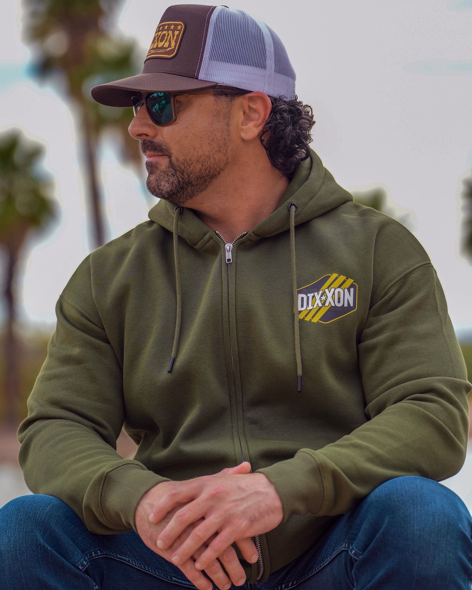Tactical Badge Zip Up Hoodie - O.D. Green - Dixxon Flannel Co.