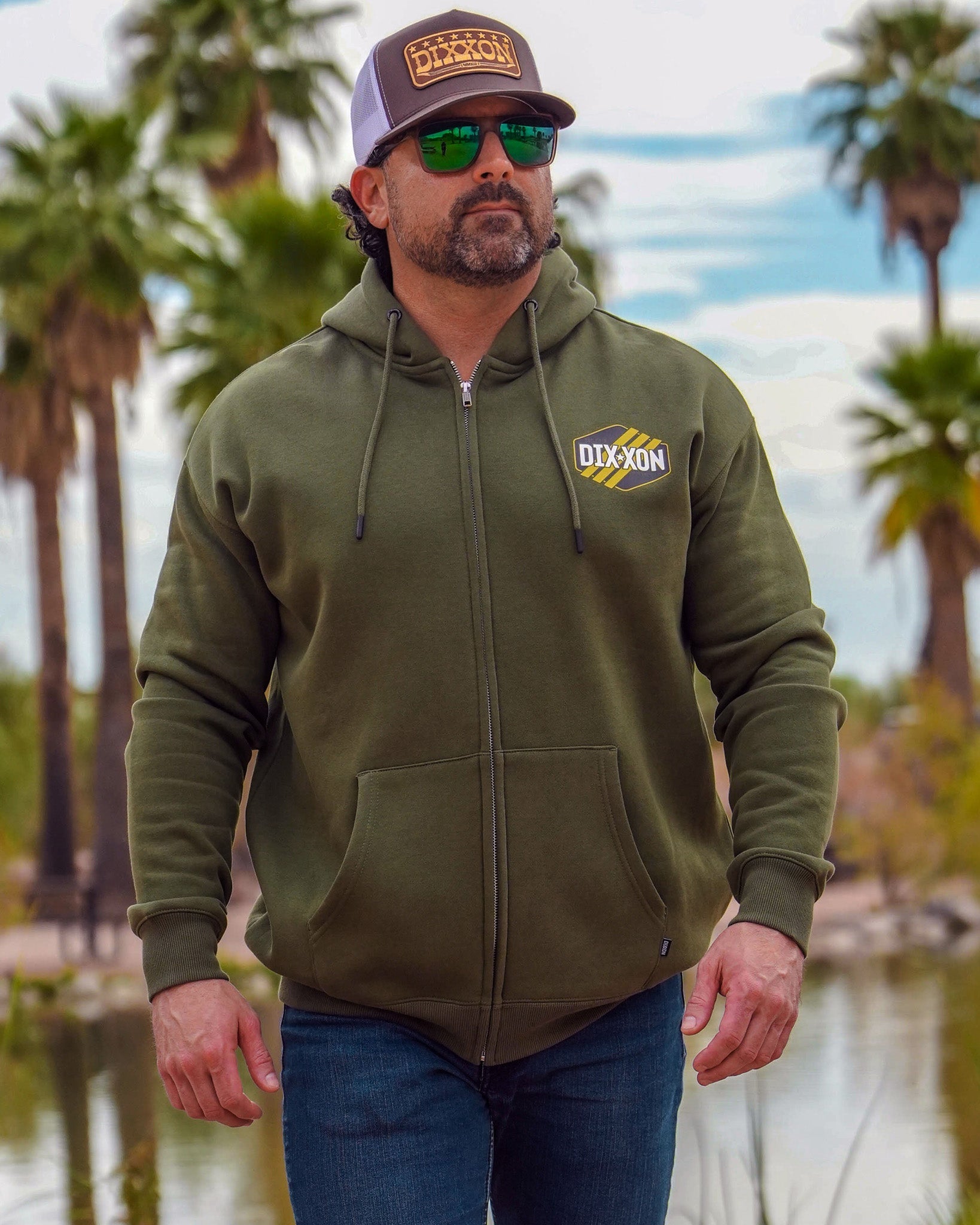 Tactical Badge Zip Up Hoodie - O.D. Green - Dixxon Flannel Co.
