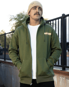 Tan Grille Zip Up Hoodie - O.D. Green - Dixxon Flannel Co.