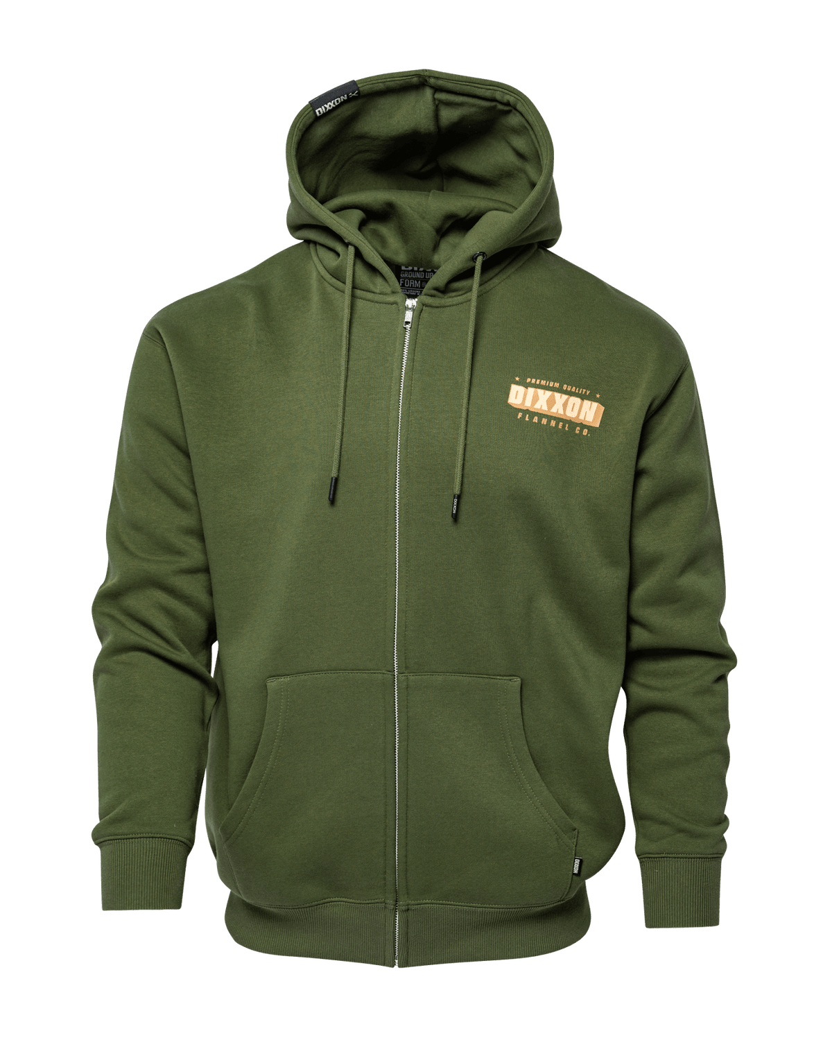 Tan Grille Zip Up Hoodie - O.D. Green - view 3