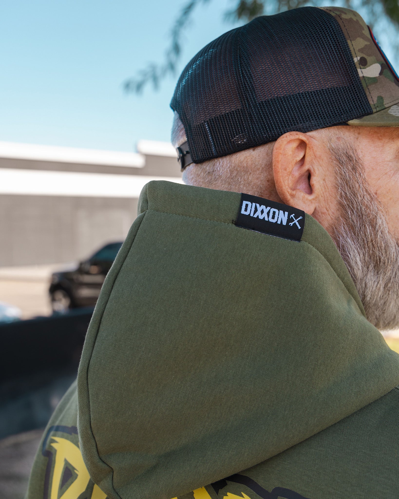 Tan Sketchy Crest Zip Up Hoodie - O.D. Green - Dixxon Flannel Co.