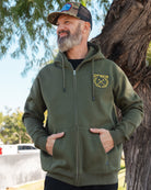 Tan Sketchy Crest Zip Up Hoodie - O.D. Green - Dixxon Flannel Co.