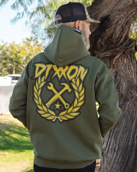 Men's Tan Sketchy Crest Zip Up Hoodie - O.D. Green | Dixxon
