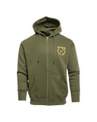 Tan Sketchy Crest Zip Up Hoodie - O.D. Green - Dixxon Flannel Co.